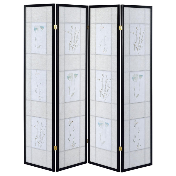 4-Panel Floral Room Divider – 70 Inch Folding Privacy Screen