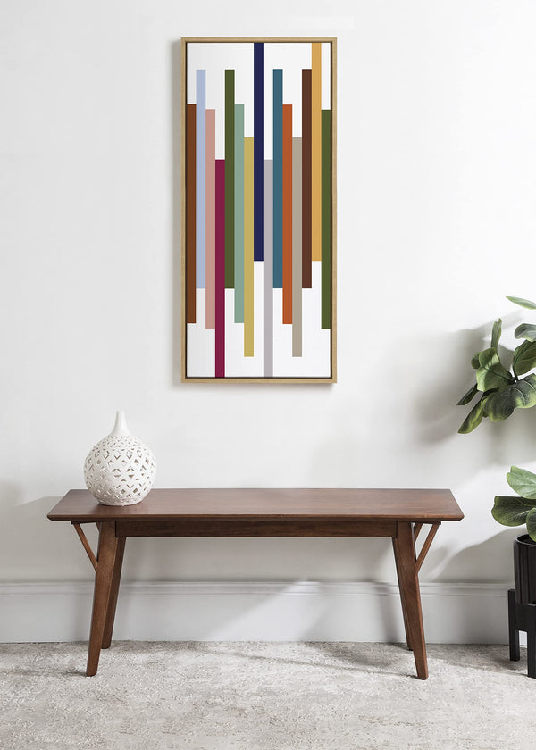 Modern Color Block Stacks Framed Canvas Wall Art 18x40