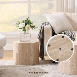 Round Nesting Coffee & Side Table Set of 2, Wood, No Assembly