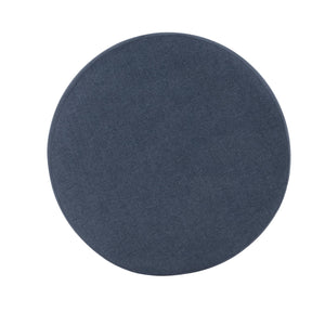 Round Upholstered Ottoman with Wood Base