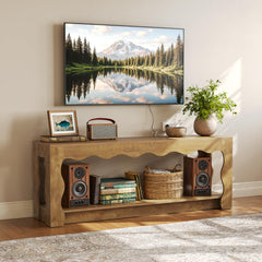 65-Inch TV Stand with Storage Cabinets & Open Shelf
