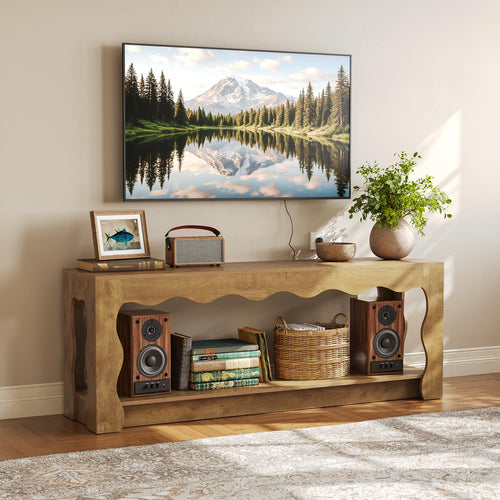 65-Inch TV Stand with Storage Cabinets & Open Shelf