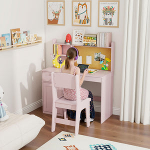 Kids Study Desk and Chair Set with Hutch and Storage