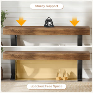 55-Inch Industrial Entryway Shoe Bench with Metal X-Shaped Legs