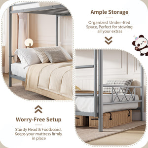 Twin Over Twin Bunk Bed with Stairs and Guardrails