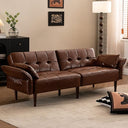 85" Convertible Futon Sofa Bed with Storage & Adjustable Armrests