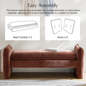 57.5" Chenille Upholstered Bedroom Bench