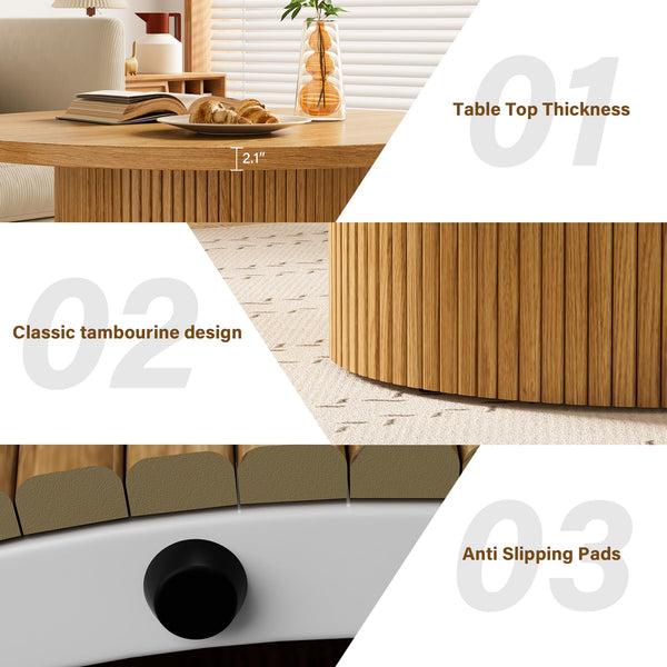 Round Wood Coffee Table 35.4"