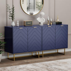 Herringbone Sideboard Buffet Cabinet with Storage – Navy Blue