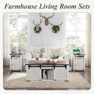 Lift Top Coffee Table with Sliding Barn Door
