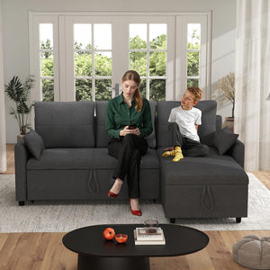 L-Shaped Sleeper Sofa Bed with Storage