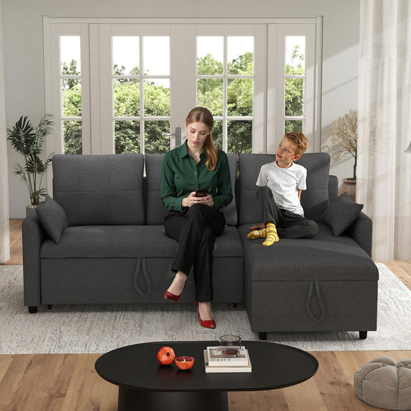 L-Shaped Sleeper Sofa Bed with Storage
