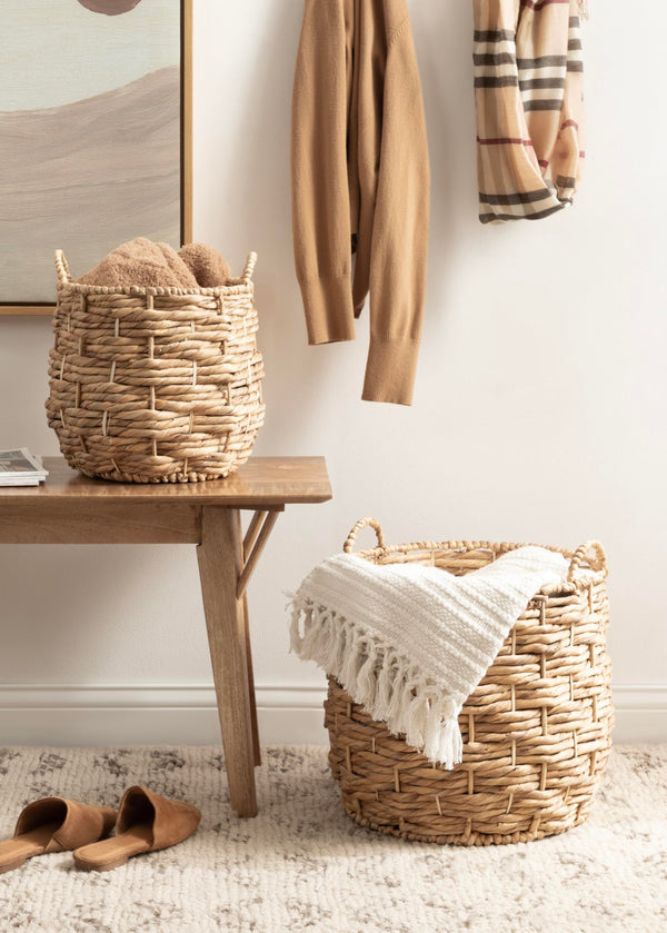 Round Woven Storage Basket Set of 2 – Natural Water Hyacinth