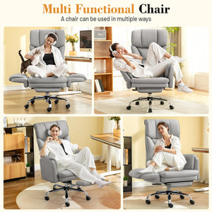 Wide Reclining Office Chair 400 lbs – Reversible Armrest, Lumbar Support & Footrest