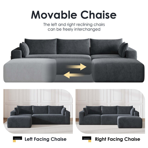 108" Modular L-Shaped Cloud Sectional Sofa