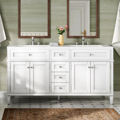 60-Inch Double Sink Bathroom Vanity with Storage Drawers