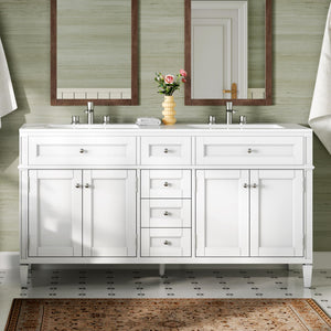 60-Inch Double Sink Bathroom Vanity with Storage Drawers