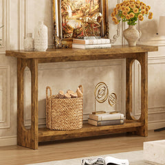 55" Farmhouse Console Table with Open Shelf