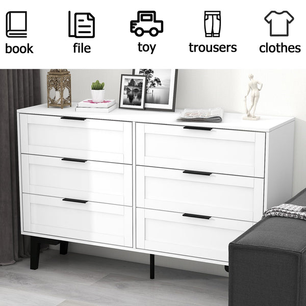 Modern Wooden Dresser with 6 Drawers – Bedroom & Living Room Storage