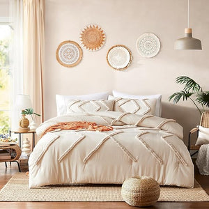 Boho Tufted Comforter Set with Pom-Pom Trim | Queen & King