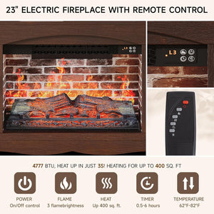 Farmhouse Fireplace TV Stand with 23" Electric Fireplace for TVs up to 65"