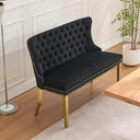 Velvet Settee Dining Bench with Back – Button Tufted Loveseat with Nailhead Trim