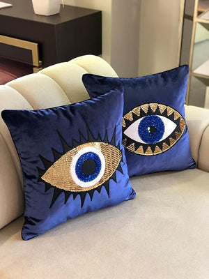 Evil Eye Velvet Throw Pillow Cover 18x18