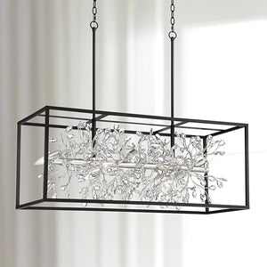 8-Light Crystal Rectangular Pendant Chandelier
