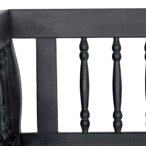 Acacia Wood Outdoor Bench with Spindle Back & Slatted Seat
