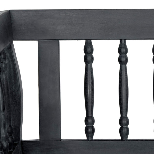 Acacia Wood Outdoor Bench with Spindle Back & Slatted Seat