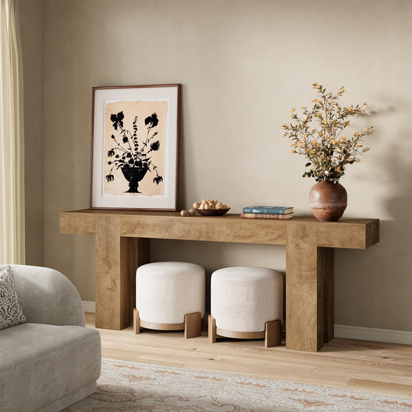 Extra Long Console Table – Natural Oak Brown, 86.75 Inch