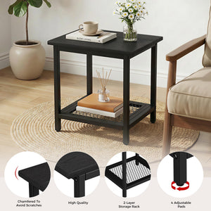 2-Tier Outdoor Side Table with Storage