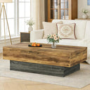 55" Large Farmhouse Rectangle Coffee Table with Thick Block Base