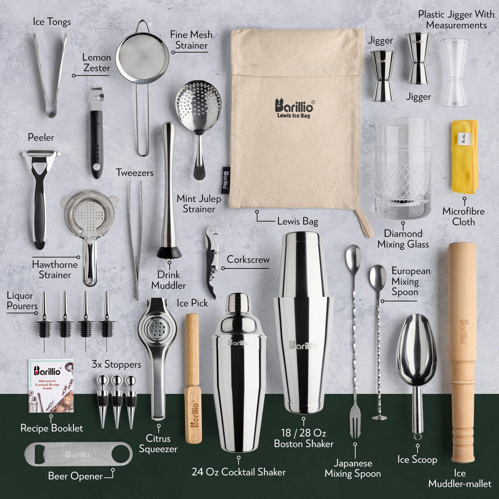 32-Piece Stainless Steel Bartender Kit
