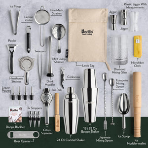32-Piece Stainless Steel Bartender Kit