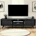 59-Inch Boho Rattan TV Stand with Storage