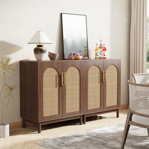 Rattan Sideboard Buffet Cabinet with Storage, 59 Inch