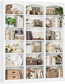 71" 6-Tier Triple Wide Bookcase with Arched Top