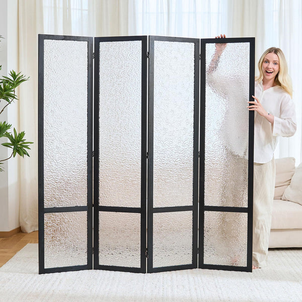 4-Panel Frosted Acrylic Room Divider