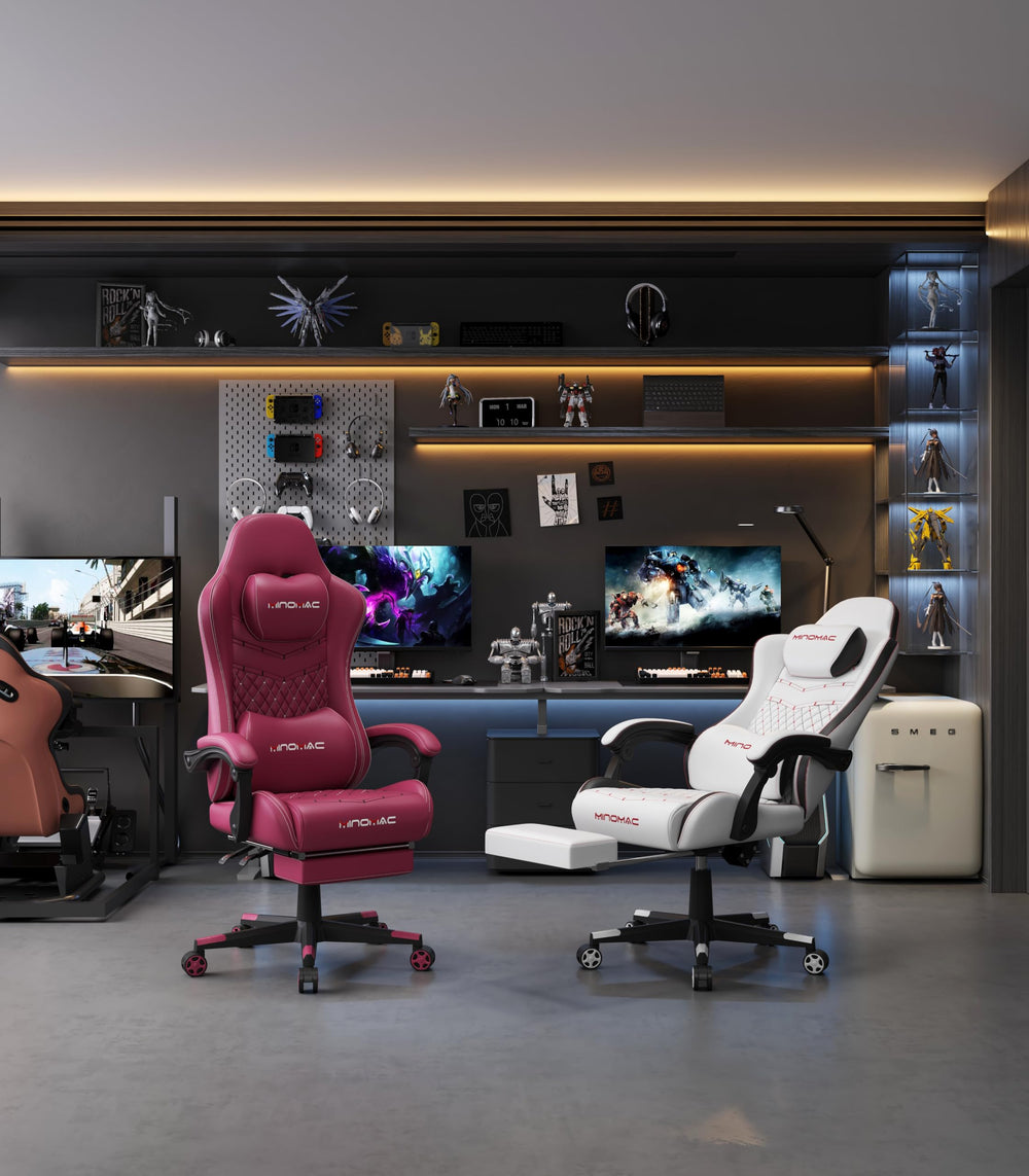 Ergonomic Gaming Chair with Retractable Footrest