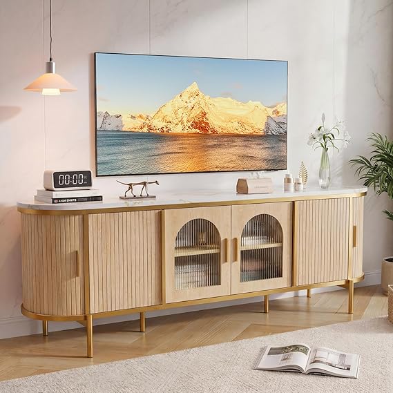 70" Fluted Fireplace TV Stand with Electric Fireplace