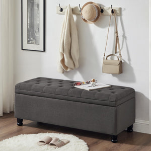 45-Inch Tufted Storage Ottoman with Wooden Legs