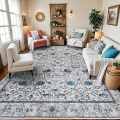 9x12 Abstract Area Rug – Washable, Non-Slip, Low Pile Polyester Carpet