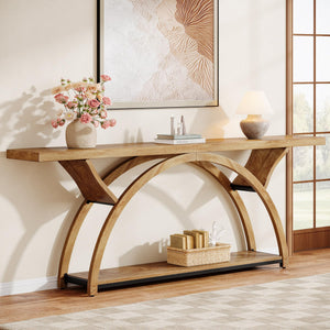 70.87" 2-Tier Console Table, Industrial Sofa Table