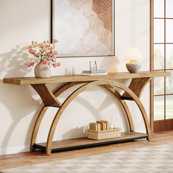 70.87" 2-Tier Console Table, Industrial Sofa Table
