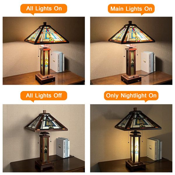 Stained Glass Tiffany Style Table Lamp – Triangle Mission
