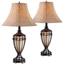 Rustic Urn Table Lamps Set of 2 with Nightlight