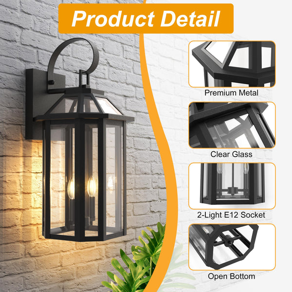 Outdoor Wall Sconce Light Fixture with Beveled Glass