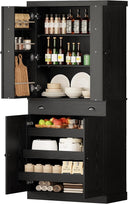 Kitchen Pantry Cabinet with Drawer & Sliding Racks