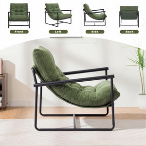 Modern Accent Chair with Metal Frame & Cushioned Seat